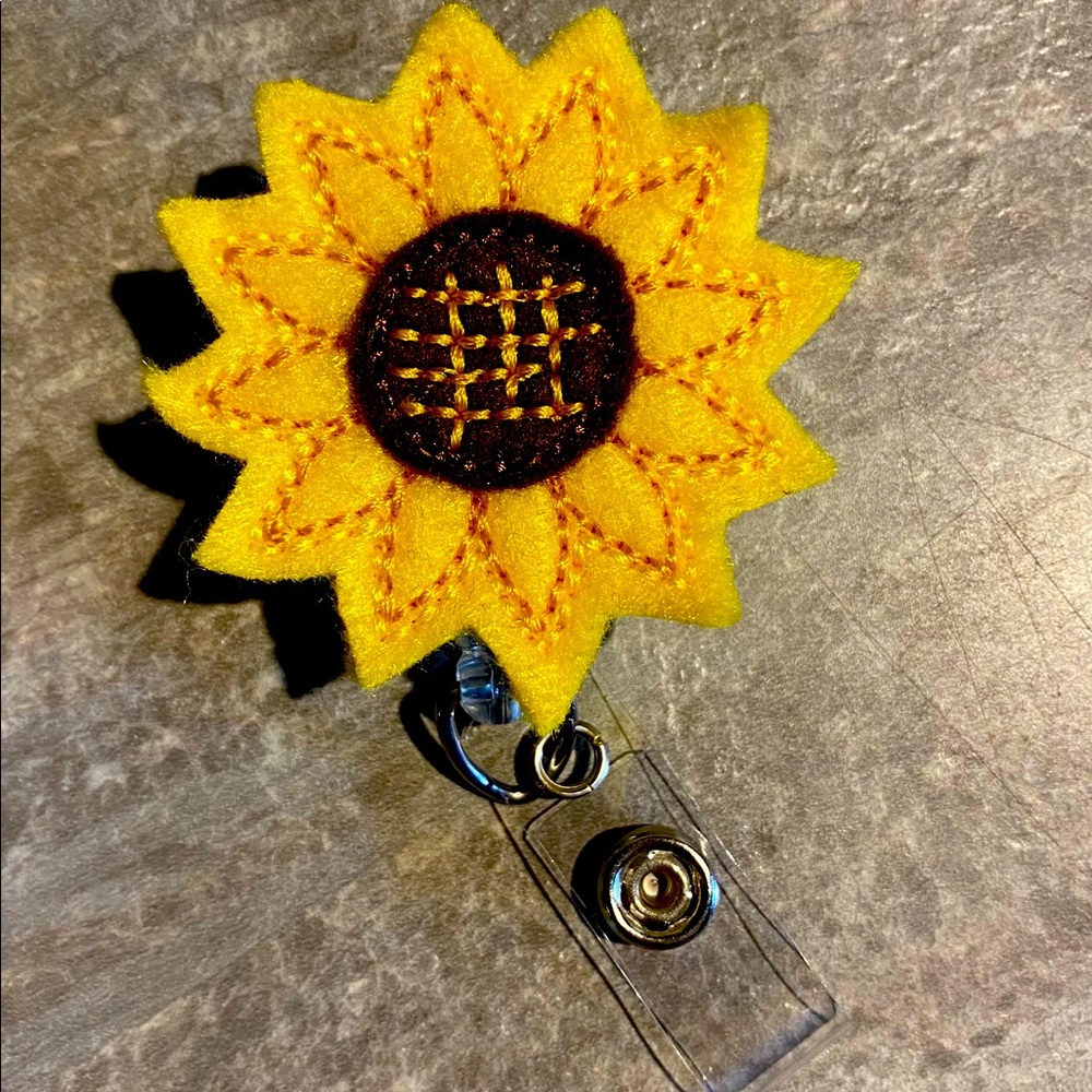 Sunflower Felt Badge Reel